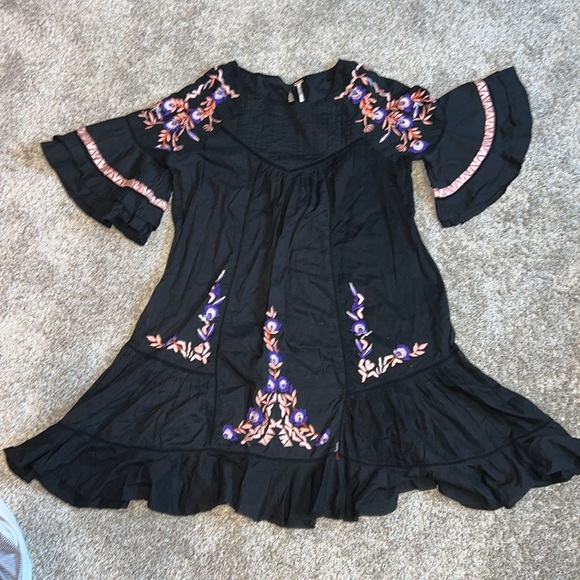 FREE PEOPLE Pavlo Ruffle Mini Dress Black size small - Picture 5 of 9